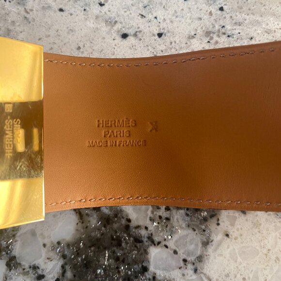 Authentic Hermes CDC Collier de Chien Orange Epsom Leather Bracelet GHW Gold - Picture 2 of 8